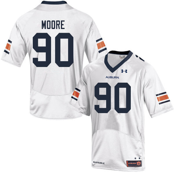 Men #90 Charles Moore Auburn Tigers College Football Jerseys Sale-White